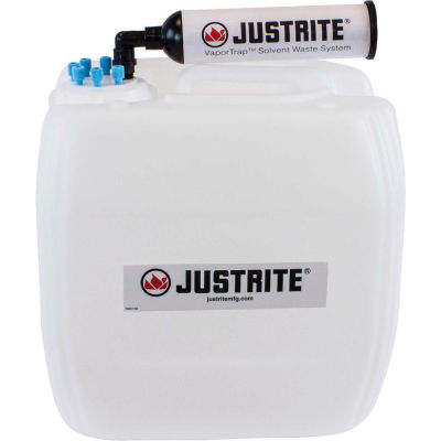 Justrite 12838 VaporTrap™ ONU/DOT tourie avec filtre Kit, HDPE, 13,5 litres, 6 Ports