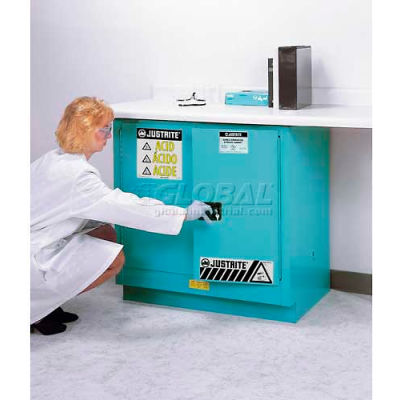 Justrite 22 Gallon 2 Door, Manual, Undercounter, Acid Corrosive Cabinet, 35"W x 22"D x 35"H, Blue
