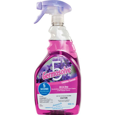 Germosolve 5 Nettoyant désinfectant - Désodorisant, 946 ml, Lavande, 12 Bouteilles/Caisse - 32350