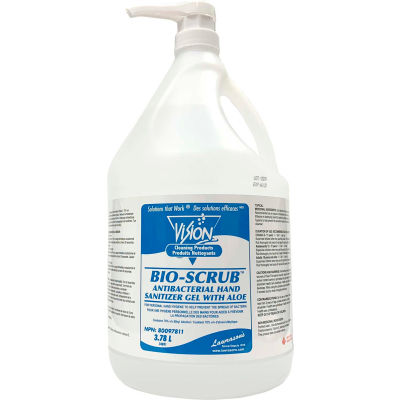 Vision BioScrub Anti-Bacterial Bottle Hand Sanitizer w/Aloe, 3,78 L, 4 bouteilles/Case, 34891