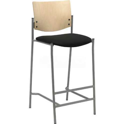 KFI Barstool - Fabric - Burgundy with Natural Wood Back