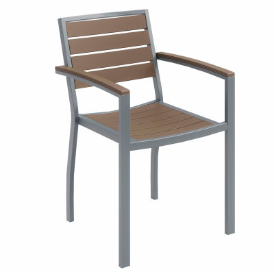 Chaise kFI Outdoor Arm - Mocha avec cadre argenté - Série Ivy