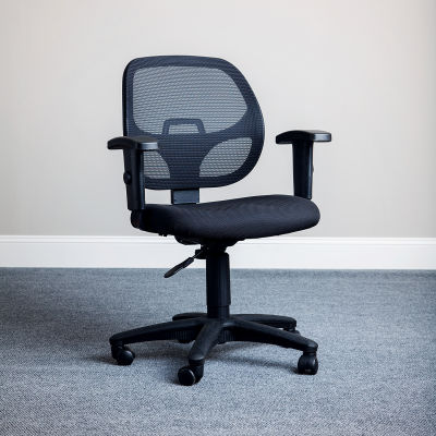 Interion® Office Chair With Mid Back & Adjustable Arms, Black, Black