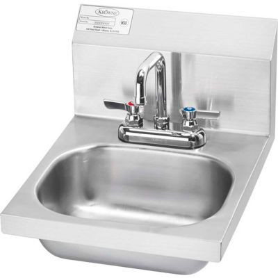 Krowne® HS-18 16" Wide Hand Sink With Deck Mount Faucet, Wrist Handles