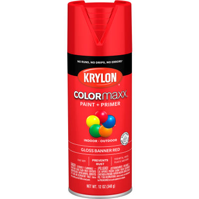Krylon® Colormaxx™ Paint & Primer, 12 oz., bannière brillante rouge - Qté par paquet : 6