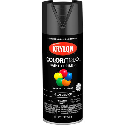 Krylon® Colormaxx™ Paint & Primer, 12 oz., noir brillant - Qté par paquet : 6