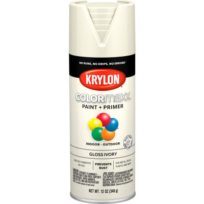 Krylon® Colormaxx™ Paint & Primer, 12 oz, ivoire brillant - Qté par paquet : 6