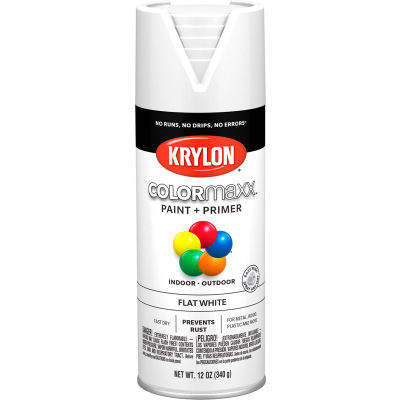 Krylon® Colormaxx™ Paint & Primer, 12 oz., Flat White - Qté par paquet : 6