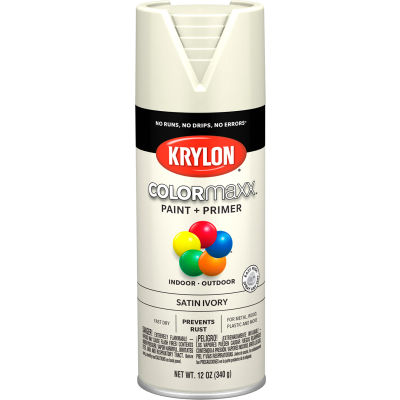 Krylon® Colormaxx™ Paint & Primer, 12 oz., Ivoire satiné - Qté par paquet : 6