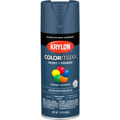 Krylon® Colormaxx™ Paint & Primer, 12 oz, Satin Oxford Blue - Qté par paquet : 6
