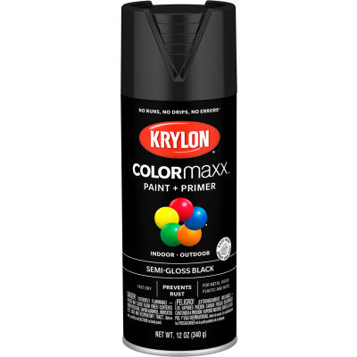 Krylon® Colormaxx™ Paint & Primer, 12 oz., noir semi-brillant - Qté par paquet : 6