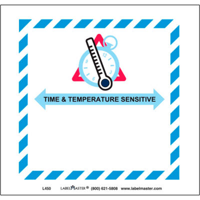 Étiquettes LabelMaster® avec impression « Sensible au temps et à la température », 4-3 / 4 « L x 5"W, blanc, rouleau de 500