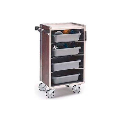 Lakeside® 890 4 Shelf Md Ledge Bussing Cart - 27-3/4X17-5/8 Walnut