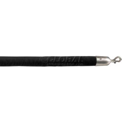 Lavi Industries Velvet Rope with Snap Hooks 6 feet long Black and Satin Stainless Steel 44-930161/6BK 