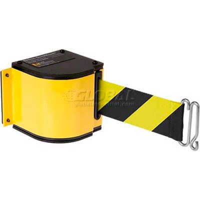 Barrière rétractable de ceinture d’entrepôt de Lavi Industries, montage d’Adj., caisse jaune W/18' ceinture noire/jaune