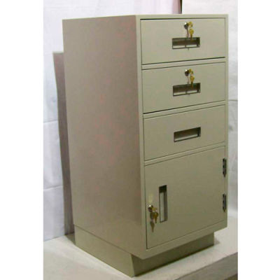 Fenco Teller Pedestal Cabinet 216L-B - 3 Drawers Left Hinged Door 18"W x 19"D x 38-1/2"H Black