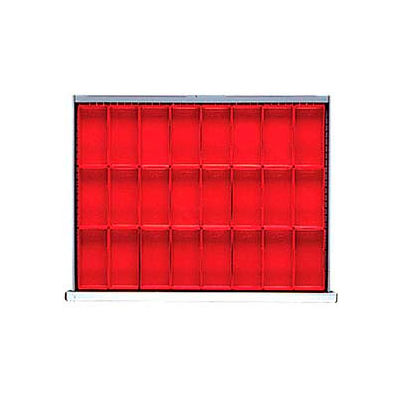 ST Drawer Layout, 24 Plastic Boxes 3" H