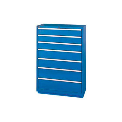 Lista® 7 tiroir faible profondeur, 59-1/2" H - Bleu vif, clé identique