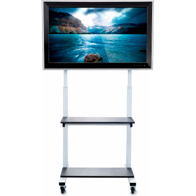 Luxor Crank Ajustable Flat Panel TV Cart For 32"-80" TVs, Blanc