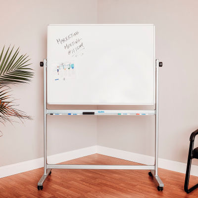 Global Industrial™ Mobile Reversible Whiteboard - 48 x 36 - Acier - Cadre argenté