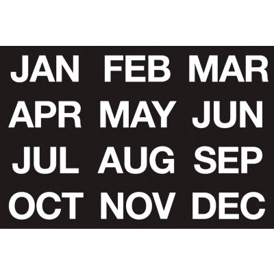 Les titres magnétiques mois de l’année, blanc sur noir