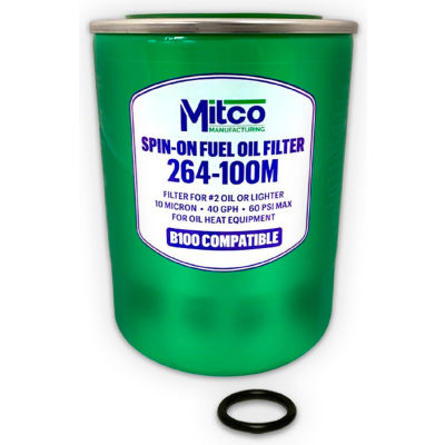 MITCO 264-100 M Spin-On Oil Filter, élément de remplacement seulement, moins haut - Qté par paquet : 12