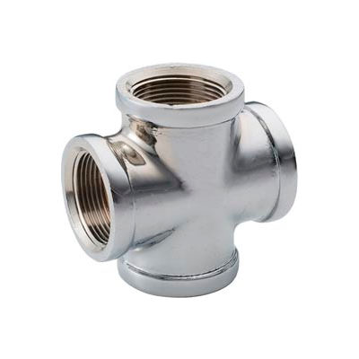 Chrome Plated Brass Pipe Fitting 1/4 Cross Npt Female - Pkg Qty 25