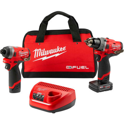 Milwaukee M12 FUEL™ Kit combo sans fil 2 outils: 1/2"Hammer Drill, 1/4"Hex Impact Driver,3497-22