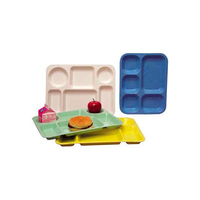 Molded Fiberglass 6 Compartment School Tray 345008 -15-1/2"L x 11-5/8"W, Pkg Qty 12, Blue - Pkg Qty 12