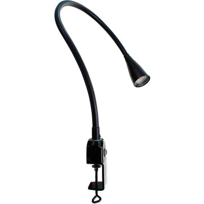 Moffatt 18 » Long bras flexible, lampe de travail LED de 7 watts w / 2 » ouverture C-Clamp Base, noir