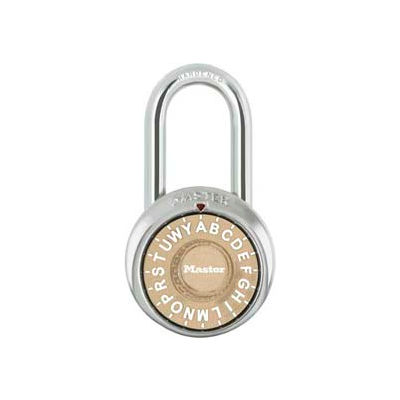 Master Lock® 1572LFGLD 3-Letter-Combo Padlock 1-1/2" Inside Shackle HT, Control Chart,Gd Dial