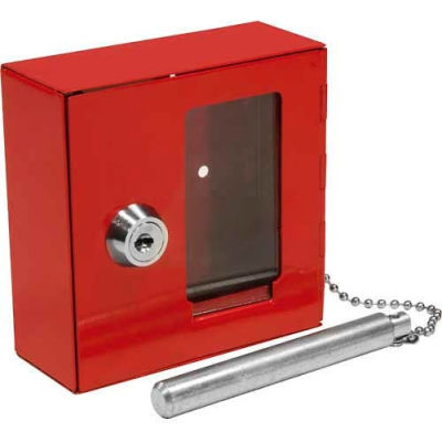Armoire à clés d'urgence avec vitre cassable et marteau style B, 3-15/16 po l x 1-9/16 po P x 3-15/16 po H 