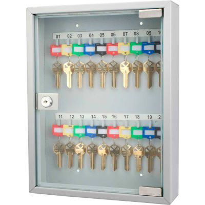 Barska CB12952 20 Keys Lock Box Gray W/ Glass Door 16"W x 13-1/2"D x 6"H, Gris, Aluminium