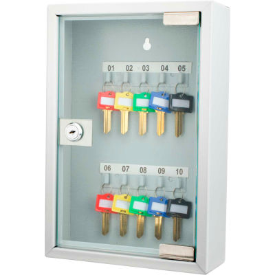 Barska CB12986 10 Keys Lock Box Gray W/ Glass Door 6"W x 10-1/2"D x 14-1/2"H, Grey, Aluminium