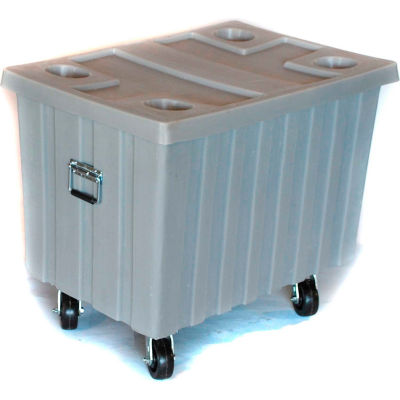Bulk Shipping Poly Container With Lid and Casters 41"L x 28-1/4"W x 32-1/2"H, Orange