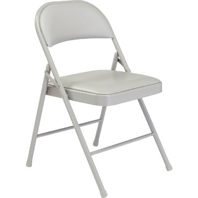 Chaise pliante Interion®, vinyle, gris - Qté par paquet : 4