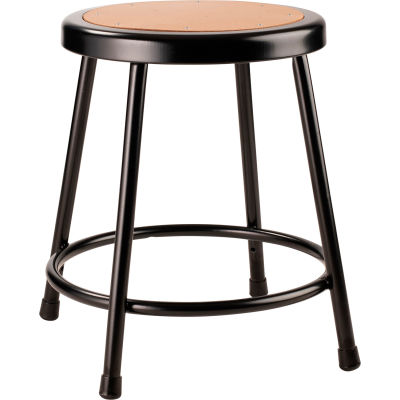 Interion® 18" Steel Work Stool with Hardboard Seat - Backless - Black - Pack of 2