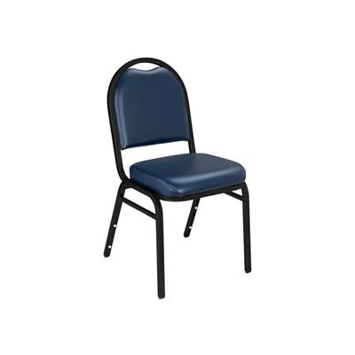 NPS Banquet chaise empilable - Banquette en vinyle 2" - Dôme de retour - Siège bleu avec cadre noir - Qté par paquet : 4