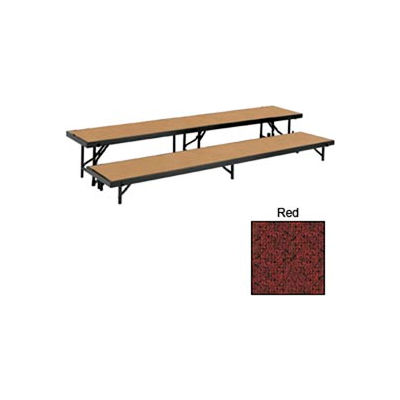 2 Level Straight Riser with Carpet - 96"L x 18"W - 8"H & 16"H - Red