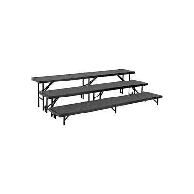 3 Level Straight Riser with Carpet - 96"L x 18"W - 8"H, 16"H & 24"H - Grey
