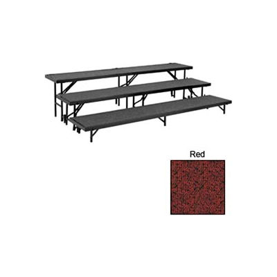 3 Level Straight Riser with Carpet - 96"L x 18"W - 8"H, 16"H & 24"H - Red