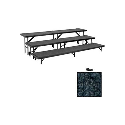 3 Level Tapered Riser with Carpet - 60"L x 18"W - 8"H, 16"H & 24"H - Blue