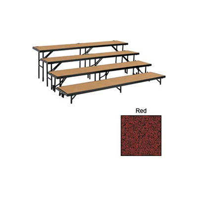 4 Level Tapered Riser with Carpet - 60"L x 18"W - 8"H, 16"H, 24"H & 32"H - Red