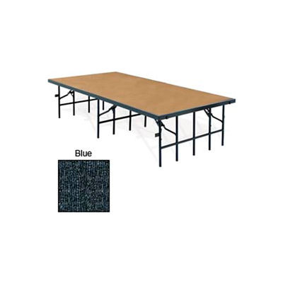 Portable Stage with Carpet - 96"L x 48"W x 16"H - Blue