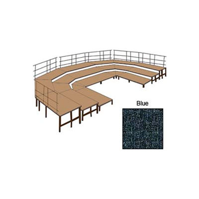 48"W Carpet Stage Configuration w/9 Stage Units, 12 Pie Units & Guard Rails-Blue