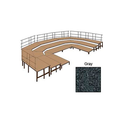 48"W Carpet Stage Configuration w/9 Stage Units, 12 Pie Units & Guard Rails-Grey