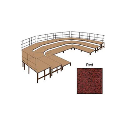 48"W Carpet Stage Configuration w/9 Stage Units, 12 Pie Units & Guard Rails-Red