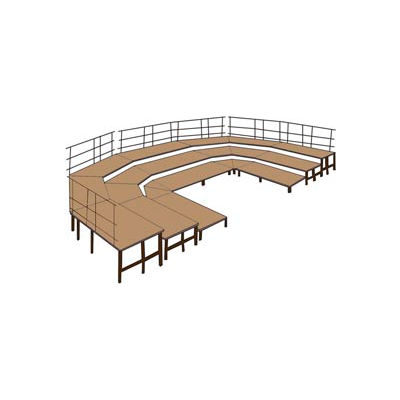 48"W Hardboard Stage Configuration w/9 Stage Units, 12 Pie Units & Guard Rails