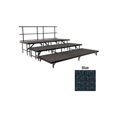 Stage Set with Carpet - 96"L x 36"W - 8"H, 16"H, 24"H & Two Guard Rails - Blue