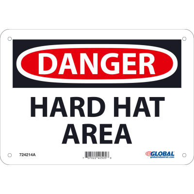 Global Industrial™ Danger Hard Hat Area, 7x10, Aluminum